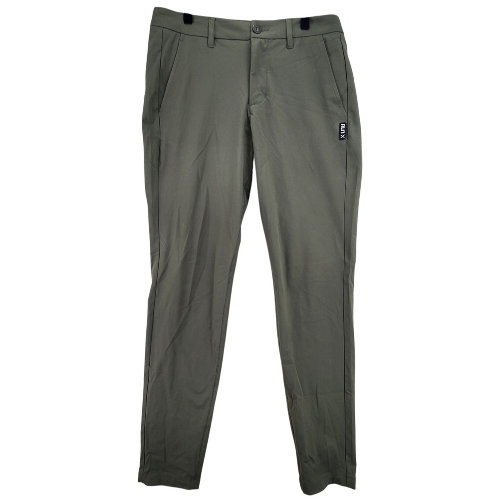 PRIMO Men Olive Green Performance Dress Pants Size‎ 30x32 Stretch Run X Logo